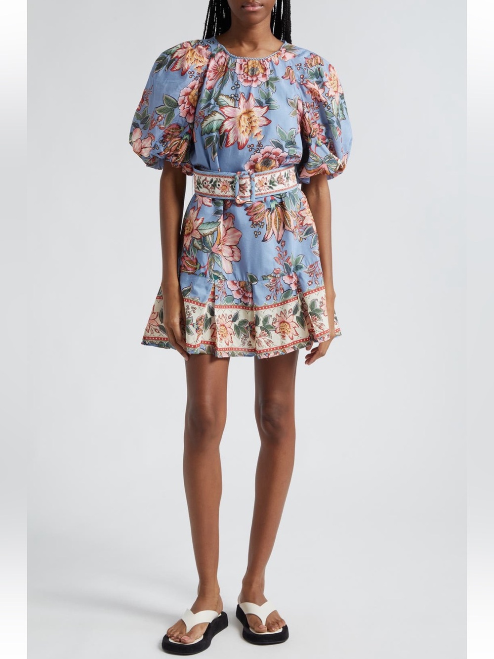 NWT FARM Rio Wonderful Bouquet Floral Belted Minidress SZ L - Picture 1 of 13